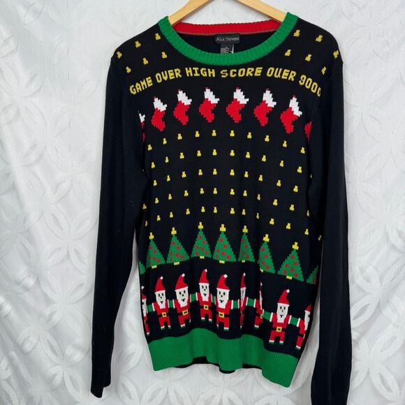 Alex Stevens Santa Invaders Video Game Ugly Christmas Sweater Men's Size M NWT - Picture 4 of 8
